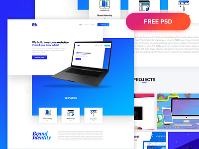 ICARUS - Free agency one page website agency design free freebie gradient psd template ui ux web website