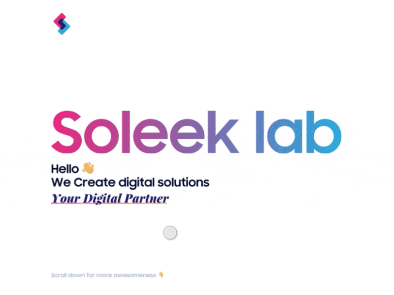 SoleekLab - Interactive landing page animation clean design interaction landing page ui ux
