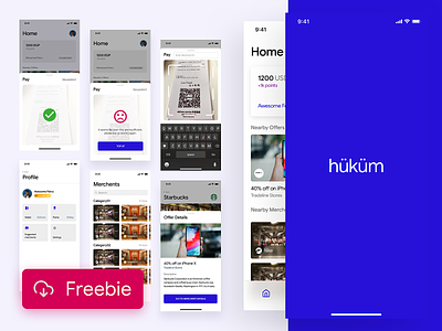 hokum - Free Sketch Template for a Wallet app clean design free freebie gamification interaction ios loyalty payments sketch template ui ux wallet