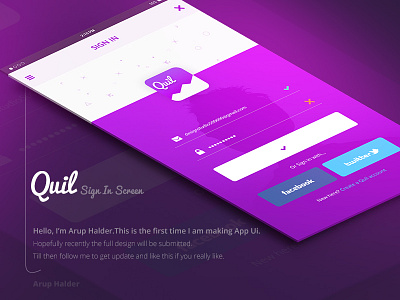 Quil App Sign in Screen app creative design graphics ios 7 latest mobile modern ui ux