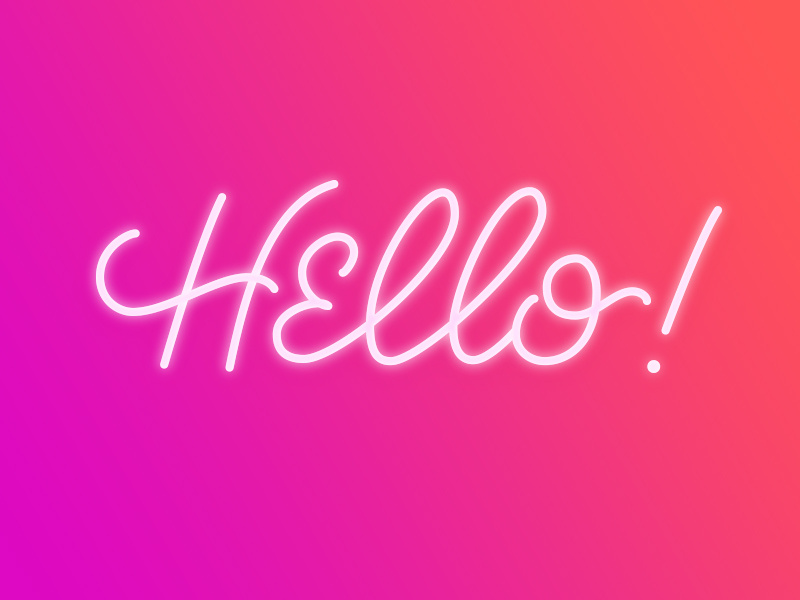 Hello! signage neon lettering