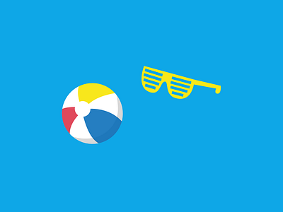 Summer Fun 2d beach beach ball blue fun illustration ocean shades summer sun sunglasses vector