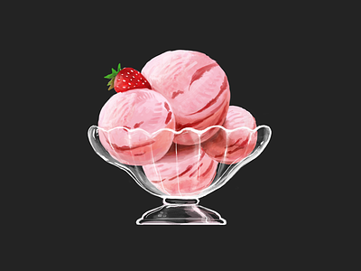 Ice Cream Painting cold dessert digital ice cream illustration painting photoshop scoop strawberry sugar sweet