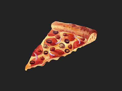 Pizza Painting art digital food illustration mushrooms painting pepperoni photoshop pizza sausage
