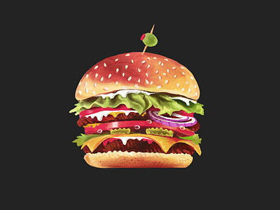 Burger Painting art burger cheese digital food illustration meat painting photoshop pickles