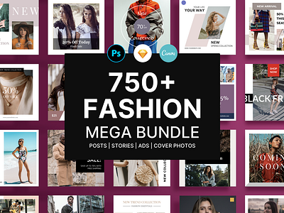 Instagram Fashion Mega Bundle - Canva, PS and Sketch