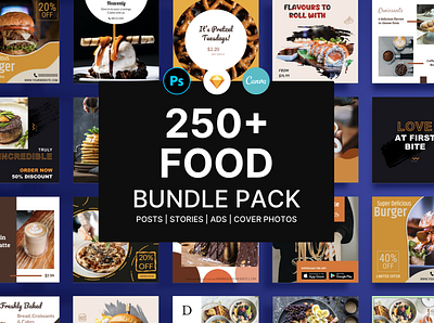 Instagram Food Bundle Pack Canva, PS, Sketch creative market creative templates food food templates instagram instagram templates restaurant restaurant templates social media social media templates templates