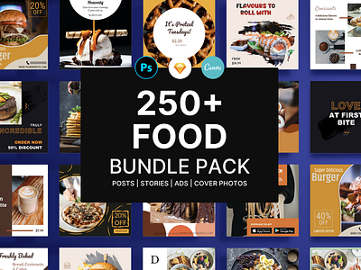 Instagram Food Bundle Pack Canva, PS, Sketch