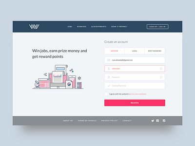 Landing page for a data science bidding site :) form homepage illuasstration landing page register register page sign up sign up page signup page ui ui designer webdesign