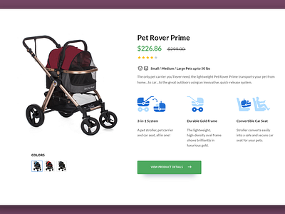 Product Summary UI for Pet Rover USA