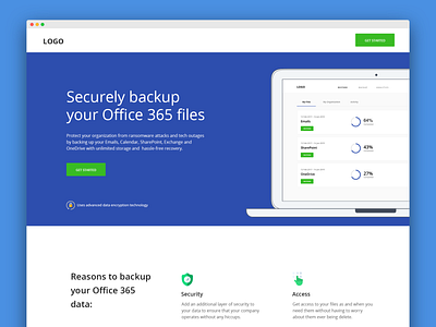 New UI for MS Office Backup homepage landing page ui ui design ui designer ux ux design web design website design