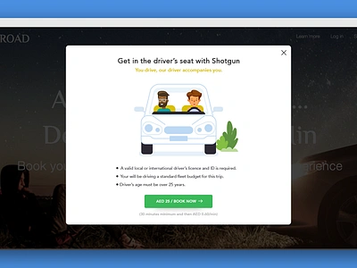OnRoad Website - Shotgun Category Popup illustration ui ui design ui designer ux ux design web design website design