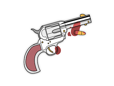 Pistol blood bullet cowboy fight gun icon illustration logo pistol procreate