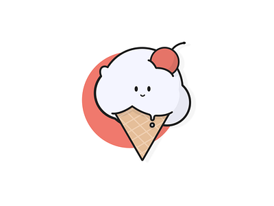 Ice Cream character cherry cone cream happy icecream icon illustration logo procreate