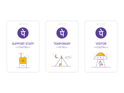 ID Cards for PhonePe card id illustration phonepe radio staff support temporary tent ufo visitor wireless
