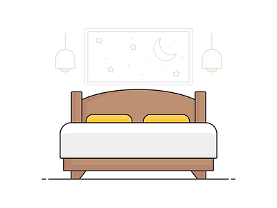 Bedroom Illustration bed cot design illustration lights phonepe pillow room vector wood