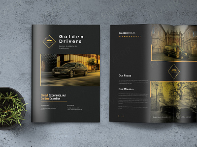 Golden Brochure Design bifold brochure branding brochure design graphic design illustration newsletter print design
