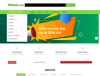 Website: SMM LENCE branding design website