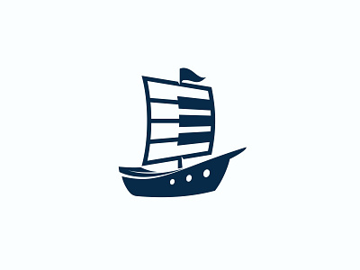 Piano Ship Logo brand design illustration logo modern music piano sale sea ship simple vector