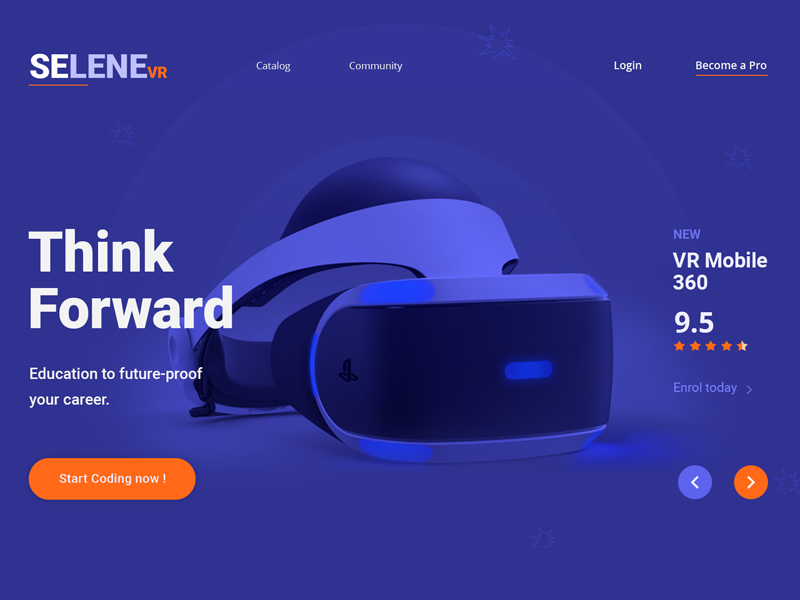 Selene VR corporate theme portfolio ux template design landing page web design ui