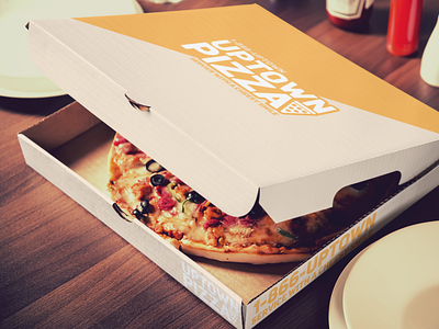 Minimalist Uptown Pizza Box box branding design dribbbleweeklywarmup minimalist orange pizza