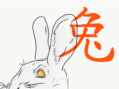 Rabbit adobe adobedraw black chinese draw illustration illustrator line rabbit red vecto white