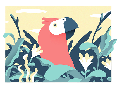 The bird is the word! adobe green illustration illustrator jungle parrot red significa yellow
