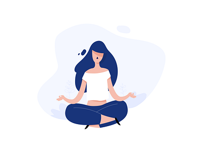 Meditate adobe animation blue color draw flat illustration illustrator line vector