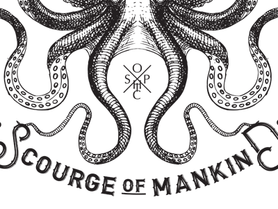 SOPHIC Scourge Of Mankind t-shirt design octopus shirt shirt design sophic tshirt vintage woodcut