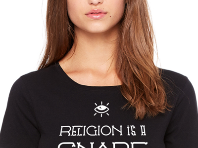SOPHIC Religion SR t-shirt design atheist belief church clothing eye god racket religion shirt sophic tshirt