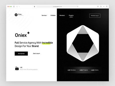 Oniex Website - Main Screen