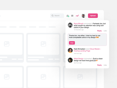 Dribbble Instant Reply Feature