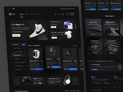 Obtic Shop - Ecommerce Website category clean creative dark design e commerce ecommerce interface landing page market place minimal online shop product shop store ui ui design web web design website