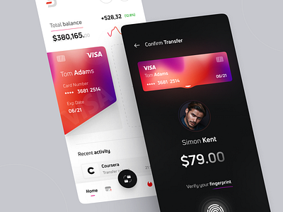 Banking Mobile App app app design bank bank app banking card clean ui finance finance app finger print fintech interface ios app minimal mobile money transaction transfer app ui uix