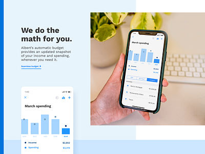 We do the math for you albert app budget chart clean design finance fintech goals graph mobile money saving savings spending ui ux web