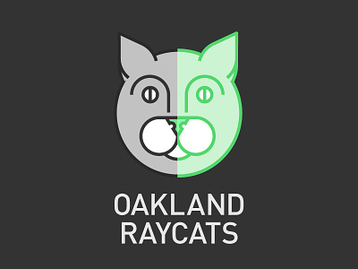 The Oakland Raycats cat din gray green raycat two-tone white