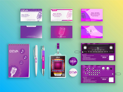 DIVA Brand Identity brand branding business card card corporate design diva diva karaoke dribbble identity indonesia karaoke maintenance merchandise mock up pin portofolio print product stationery