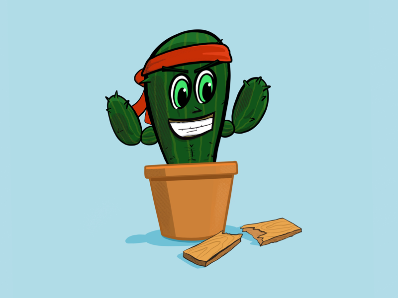 Karate Kactus procreate ipad pro ripped concept illustration vector