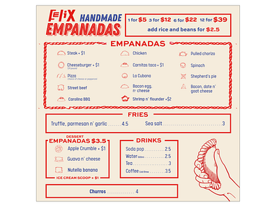 Felix Empanadas Menu concept design graphic design handmade illustration menu restourant ui vector