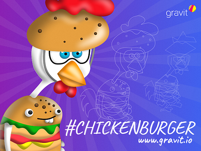 #chickenBurger Wallpaper chickenburger gravit illustration tutorial tv twitch vector wallpaper