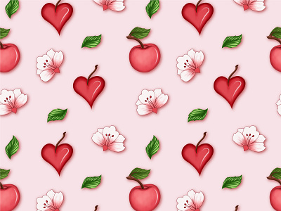 Heart cherry design graphic design illustration