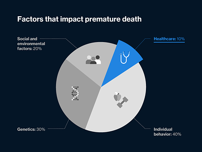 Factors that impact premature death data visualization dataviz digital health healthcare pie chart premature death