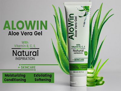 Aloewin Aloe Vera Gel branding facewash graphic design product productphotography
