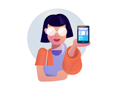 Technorati character clean colorful fashion flat glasses illustration ios minimal person phone simple
