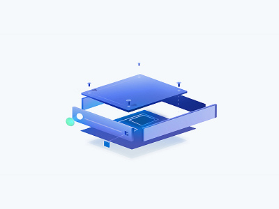 VPN Explosion blue cloud computer data design flat gradient graphic isometric saas space ui