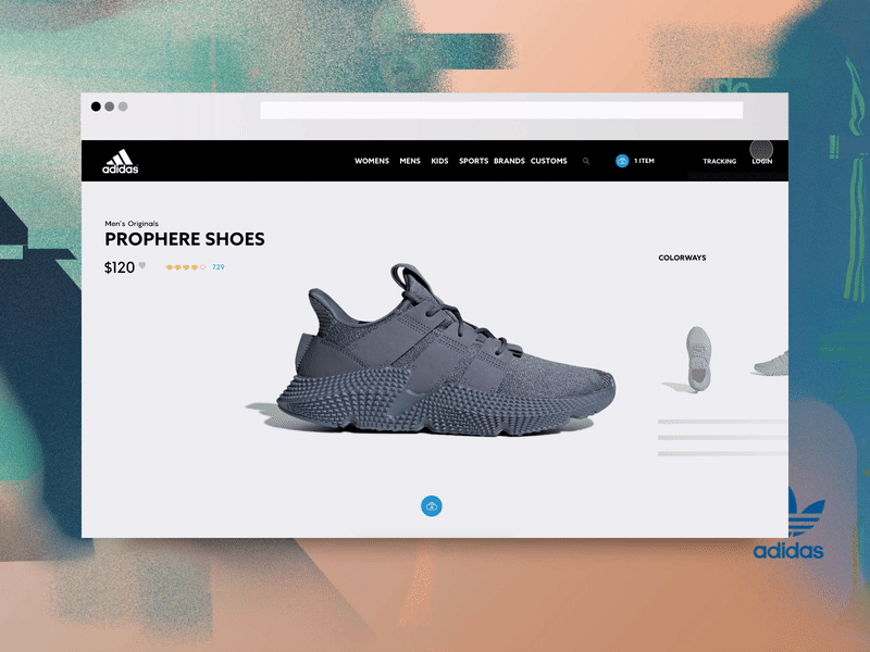 Adidas Product Detail Page adidas animation clean ecommerce fashion interactiondesign minimal motion product detail page shoes sneakers ui ux web design