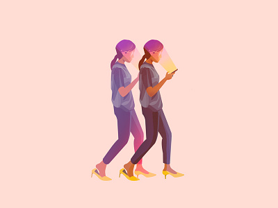 Walking Gram app austin colorful illustration poc woman
