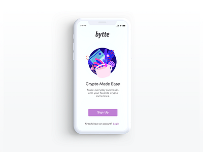Bytte App app app dashboard austin cards coffee crypto fintech flat illustration ios login logo minimal purple signup ui
