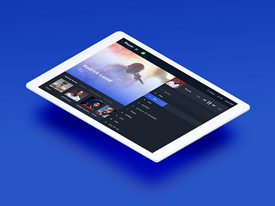 Adaptive Player app artist blue cards entertainment gradient music stream touch ui