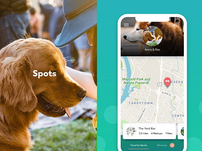 Spots - Make new friends, find new spots. Fur Included. animals app austin design dogs ios iphone minimal platform saas social good ui ux design
